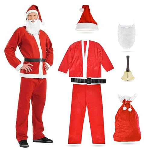 3x All-in-One Nikolauskostüm - Santa Claus Kostüm für Herren und Erwachsene – Perfekt für Weihnachten & Nikolaus von Costumed