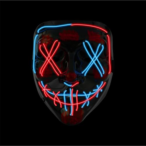 Halloween Maske Purge LED - Kostümmaske steuerbar für Halloween, Fasching & Karneval als Kostüm & Verleidung für Herren & Damen (Farbauswahl) (blau/rot) von Costumed