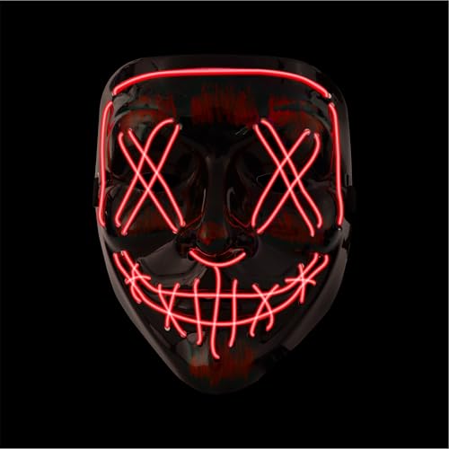 Halloween Maske Purge LED - Kostümmaske steuerbar für Halloween, Fasching & Karneval als Kostüm & Verleidung für Herren & Damen (Farbauswahl) (rot) von Costumed