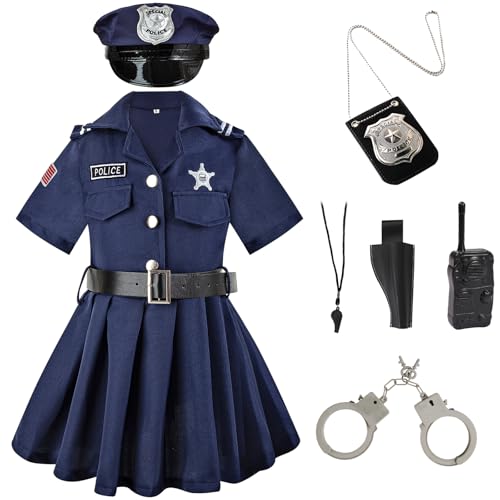 Sersllta Polizistin Kostüm für Mädchen, Halloween Cop Dress Up Cosplay Kostüm von Costumerry