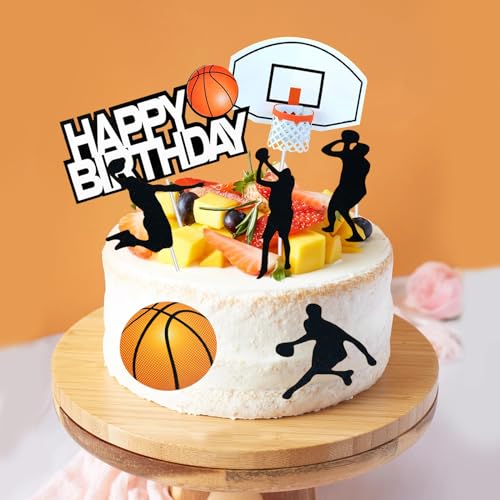 Basketball Tortendeko, 7 Pcs Basketball Deko Geburtstag Lustig Sport Kuchen Topper Basketball Cupcake Toppers für Jungen Männer Basketball Fans von Cosysparks