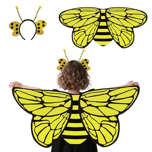 Bienenkostüm Kinder, 2 Pack Bienenflügel Kostüm Set mit Bienenkopfband Tier Fancy Kleid für Mädchen Halloween Geburtstag Cosplay Party Alter 3-8 Bienenkostüm Kinder, 2 Pack Bienenflügel Kostüm Set mit Bienenkopfband Tier Fancy Kleid für Mädchen Halloween Geburtstag Cosplay Party Alter 3-8 von Cosysparks