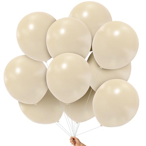 Luftballons Sand Weiß 18 Zol,10 Pcs Beige Große Ballone Riesenballone 18 Zoll Sand Weiße Ballone Creme Nackt Ballone für Hochzeit Baby Dusche Verlobungsparty Dekorationen von Cosysparks