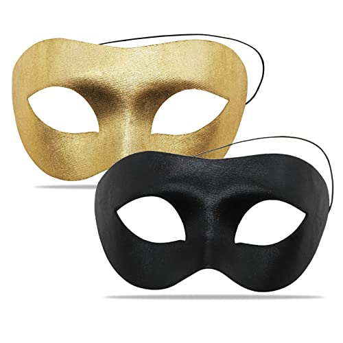 Maskerade Maske, Schwarz venezianische masken Klassisches goldene maske karneval maske Cosplay maskenball masken Mit elastischem Seil für Mann-Frauen-Paar (Schwarz+Gold) von Cosysparks