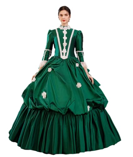 18th Century Women's Rococo Ball Gown Long Party Victorian Dress Masquerade Theme Dresses(grün,XS) von CountryWomen