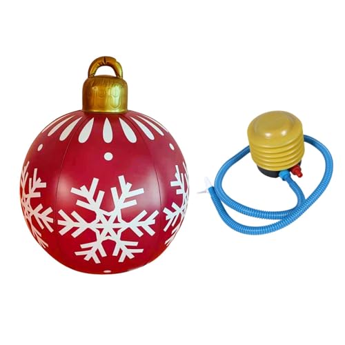 Aufblasbarer Weihnachtsball, 50,8 cm, Requisiten, Weihnachtsball für draußen, Festival, Garten, rote Schneeflocke von Courtieyeardceastea