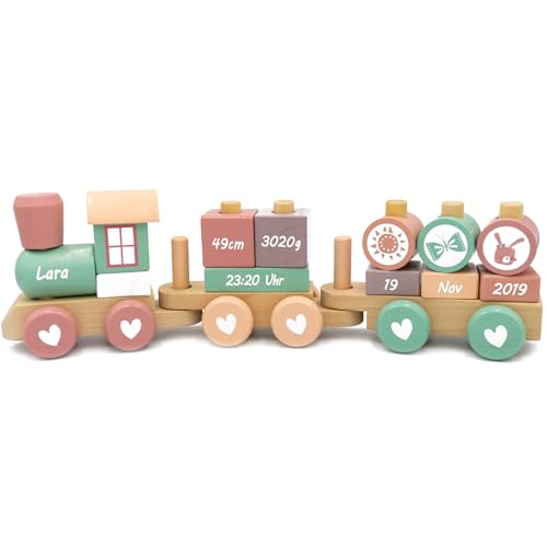 Coverlounge Personalisierte Holz-Eisenbahn mit Namen – Lokomotive mit Steckformen in Pink – Geschenk zur Geburt & Geburtstag für Mädchen & Jungen – Schriftfarbe Weiß Coverlounge Personalisierte Holz-Eisenbahn mit Namen – Lokomotive mit Steckformen in Pink – Geschenk zur Geburt & Geburtstag für Mädchen & Jungen – Schriftfarbe Weiß von Coverlounge