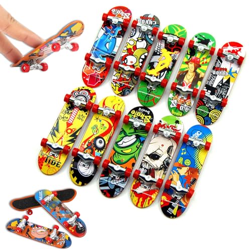 Cozevdnt 9 Stück Finger Skateboard Set, Mini Finger Skateboard Fingerboard, Professionelles Finger Spielzeug, Rutschfesten Decks für Sprünge, Flips und Aktives Spielen im Innen(Zufällige Muster) von Cozevdnt