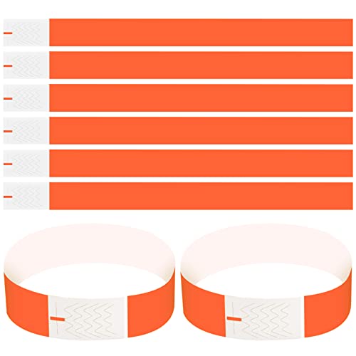 100 Stück Armbänder 3/4 Zoll, Event-Armbänder Mehrfarbig mit Klebeverschluss, Event-Armbänder Bedruckbar Party Handgelenkband, Papier-ID-Armband für Club Festival Wasserparks Sicherheit (Orange) von Cozlly