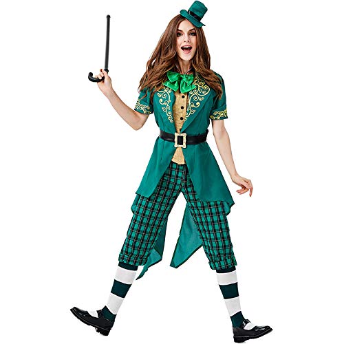 Seasons Women St. Patrick's Day Costume Green Charming Leprechaun Costume Suit Female Victorian Tailcoat Jacket (Green,L) von Cozzmats