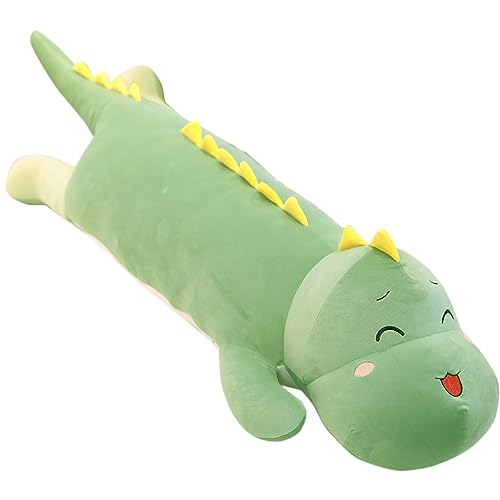 Cpoeof Langer Plüsch Dinosaurier, Dinosaurier Kuscheltiere Plüsch Kissen für Kinder, große süße Dinosaurier Plüschtier Stofftiere Kawaii Dinosaurier Plüschkissen (Green-Smile Eyes, 80cm) von Cpoeof