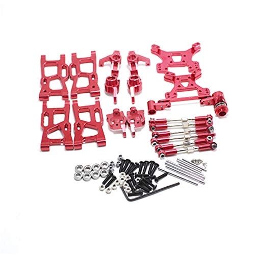 Cpolebev Upgrade Teile für 1: 14 144001 RC Auto Metall Lenkung Schwenk Arm Basis C Servo Zug Stange für Den Hinteren Naben Sitz, Rot von Cpolebev