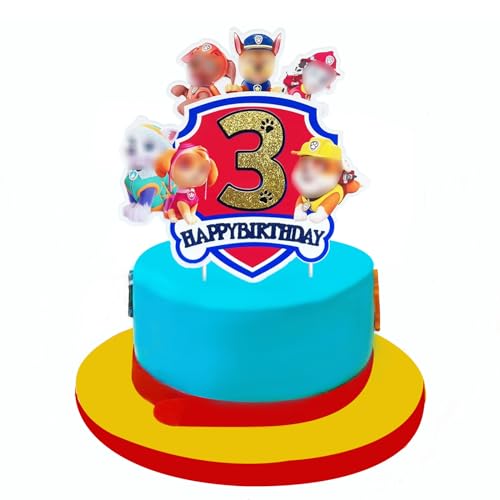 3-Jahre Happy Birthday Tortendeko,Deko Torte,Kuchen Deko,Theme Torten Deko,Cupcake Topper, Happy Birthday Kuchendekoration für Kinder Party von CraUf