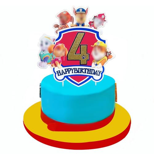 4-Jahre Tortendeko,Happy Birthday Tortendeko,Deko Torte,Kuchen Deko,Theme Torten Deko,Kuchen Dekoration für Kinder Geburtstag Baby Party von CraUf