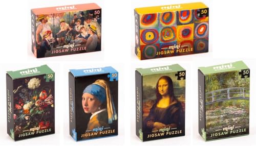 Set mit 6 Mini-Meisterwerk-Puzzles in einer Streichholzschachtel, 50 Teile, verschiedene berühmte Gemälde, tolle Unterhaltung in Reisegröße oder Weihnachts-Knallbonbons von Crackers Ltd