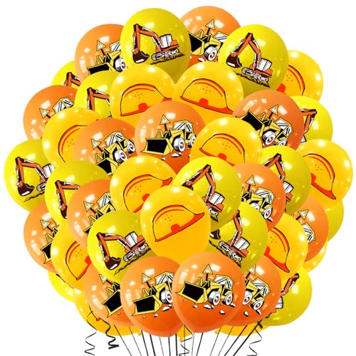 42 Stück Baufahrzeug Luftballons, 12 Zoll Bagger Latex Ballon, Baustelle Baufahrzeug Geburtstag Deko, für Jungen Kindergeburtstag Baustelle Geburtstagsparty Dekoration von Craggyer
