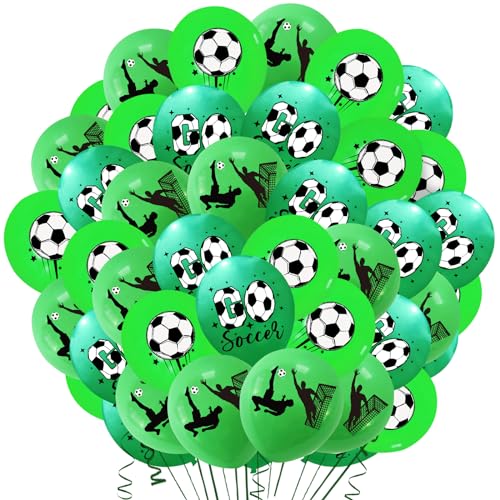 42 Stück Latex Fußball Ballons, Fußball Geburtstag Deko, Fussball Deko Geburtstag für Junge, Grün Fußball Geburtstag Ballons für Fußball Party Deko, Fußball Deko Kindergeburtstag von Craggyer