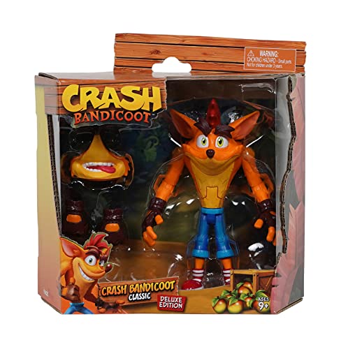 Crash Bandicoot Bandai Deluxe-Edition Actionfigur | 16,5 cm Spielzeug mit 16 Gelenkpunkten und Zubehör | Sammelfiguren Merchandise Kollektion von Crash Bandicoot