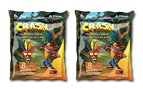 Crash Bandicoot Sammlerstück, Schlüsselanhänger, Tasche, Rucksack, Clip, Aufhänger, 3D, 6 cm, Mystery-Folientasche, 2 Stück von Crash Bandicoot