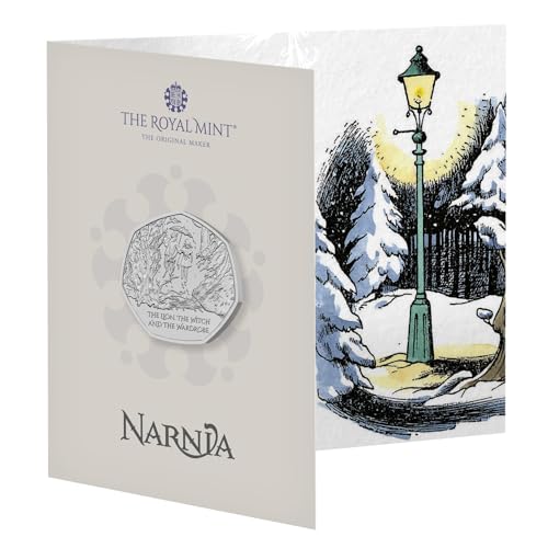 CrawleyCoins 2023 Narnia Der Löwe, die Hexe und der Kleiderschrank UK 50p Glänzend Unzirkuliert Münze in Mint Pack von CrawleyCoins