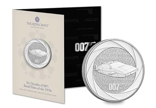 CrawleyCoins 2023 Six Decades of James Bond 007 – 1970 £5 brillante unzirkulierte Münze in Minzpackung von CrawleyCoins