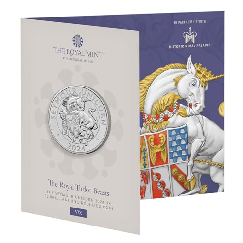 CrawleyCoins 2024 Royal Tudor Beasts 05 Seymour Unicorn UK £5 Briliant Uncirculated Coin in Mint Sealed Pack von CrawleyCoins