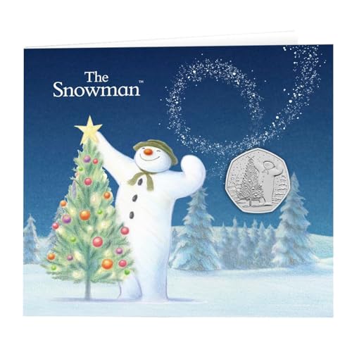 CrawleyCoins 2024 Schneemann-Weihnachtskarte, 50 Stück, brillante unzirkulierte Münze, in versiegelter Verpackung von CrawleyCoins