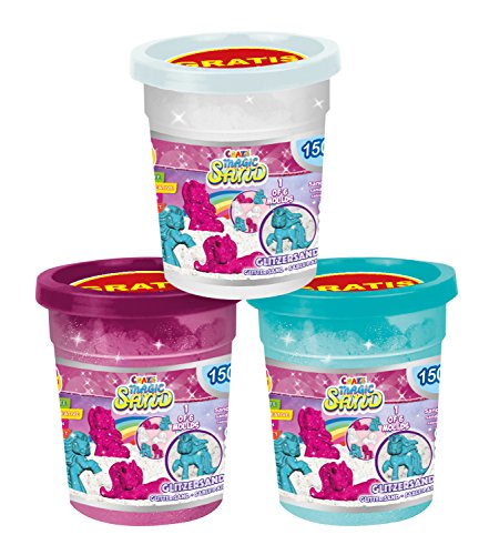 Craze GmbH Pony Magic Sand Unicorn Refill Can 450 g Glitzersand mit Förmchen Nachfüllpack 3er Set Einhorn 14332, schimmernd von CRAZE