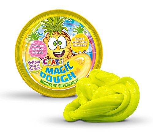 MAGIC DOUGH ANANAS | Intelligente Knete Kinder Glow in the Dark Effekt, Kinderknete 70 g in Dose, hüpfende & elastich von Magic Dough