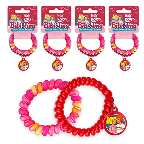 CRAZE ROLLYS Bibi & Tina Haargummis Mädchen x4 kleine Haargummis Mädchen Haarschmuck Haar Accessoire Haargummi klein Kinderschmuck 12949, Pink Rot von CRAZE