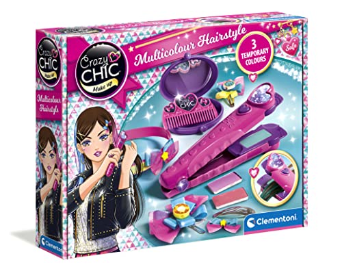 Clementoni 15225 Crazy Chic – Farb-Hairstyler, auswaschbare Haarkreide in 3 Farben, für knallige Strähnchen & bunte Highlights, inkl. Spiegel, für Kinder ab 6 Jahren von Clementoni