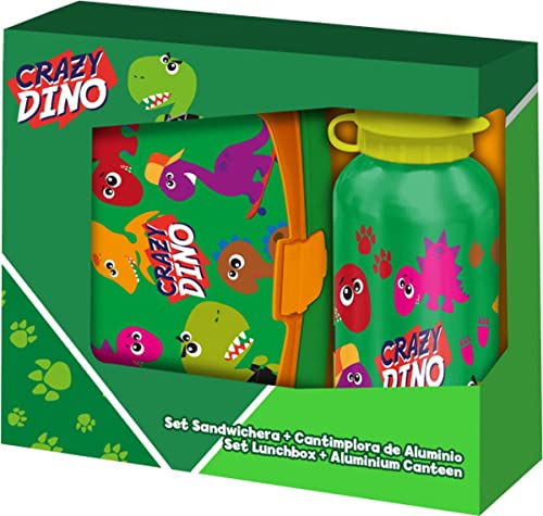 Crazy Dino KL83825 Brotzeit Brotdose & Flasche 400ml, Dinosaurier Butterbrot Set, Kunststoff, Mehrfarbig (Mehrfarbig) von Crazy Dino