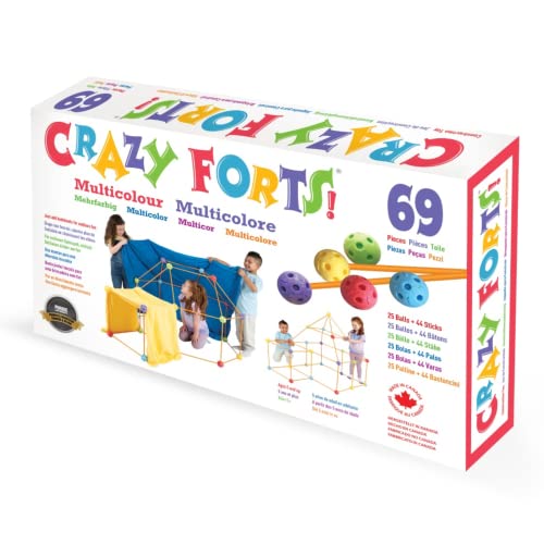 Crazy Forts - 69-teiliges mehrfarbiges Festungs-Bauset für Kinder 5, 6, 7, 8 – baubares Indoor/Outdoor Kinder DIY Stielspielzeug – 1 Box, 69 Stück von Crazy Forts