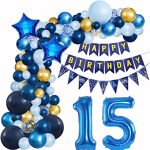 15 Geburtstag Deko Blau Geburtstagsdeko 15 Junge Luftballons Geburtstag Blau Gold Deko 15 Luftballon Girlande Blau 15 Jahr Geburtstagdeko Ballon Girlande Blau Gold Geburtstagsdeko 15. Dunkelblau von Crazy-M