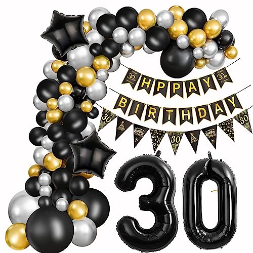 30. Geburtstag Dekoration Frauen Deko 30. Geburtstag Mann Luftballon 30. Geburtstag Gold Schwarz Silber Geburtstag 30 Jahre Mann Ballon Girland 30 Geburtstag Frau Mann 30. Geburtstag Dekorationen von Crazy-M