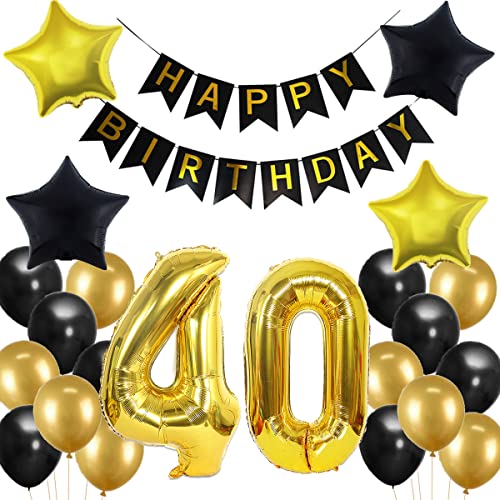 40. Geburtstag Dekoration, 40 Geburtstag Deko Schwarz und Gold, Geburtstagsdeko 40 Jahre Mann, 40 Jahre Geburtstagdeko Mann, Luftballon 40. Geburtstag Deko, 40. Party Luftballons von Crazy-M