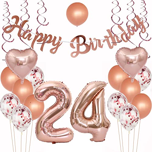 Geburtstagsdeko 24 Rosegold Luftballon 24. Geburtstag Rosegold Geburtstagsdeko 24 Jahr Mädchen Frau 24 Geburtstag Deko 24. Geburtstag Dekoration Luftballons 24 Geburtstags deko Frau von Crazy-M