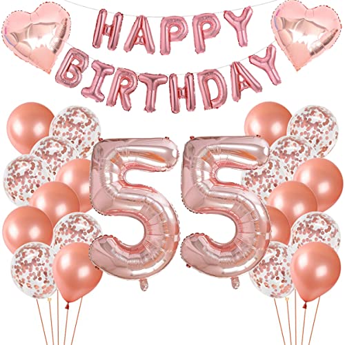 Luftballon 55 Geburtstag Rosegold, Geburtstagsdeko 55 Jahre Frau, Deko 55 Geburtstag Frauen, 55 Geburtstag Deko Rosegold, Balloon 55.Geburtstagsdeko Folienballon, 55 Jahre Geburtstag Frau von Crazy-M
