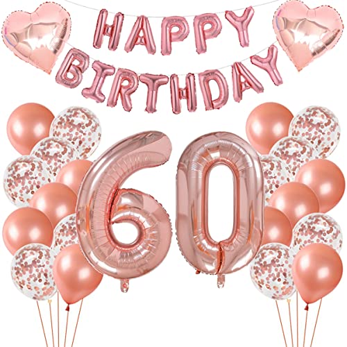 Luftballon 60 Geburtstag Rosegold, Geburtstagsdeko 60 Jahre Frau, Deko 60 Geburtstag Frauen, 60 Geburtstag Deko Rosegold, Balloon 60.Geburtstagsdeko Folienballon, 60 Jahre Geburtstag Frau von Crazy-M