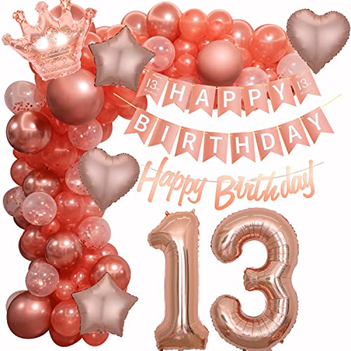 Luftballon Girlande 13. Geburtstag Mädchen, 13. Ballon Girlande Rosegold, 13 Geburtstag Deko, Mädchen 13 Jahr Geburtstagdek,o Rosegold Deko 13. Geburtstag, 13 Jahr Ballon Party Dekoration von Crazy-M