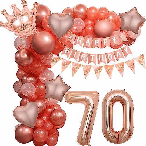 Rosegold 70 Geburtstag Deko, 70. Geburtstag Ballon Girlande, Frauen 70. Rosegold Luftballon Girlande, 70 Jahr Geburtstagdeko,Luftballon Girlande Roségold 70. Frauen Geburtstag Dekoration von Crazy-M