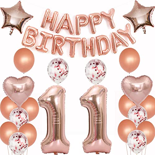 luftballons 11 jahre geburtstag deko rosegold mädchen,Geburtstagsdeko 11 Jahre mädchen Dekoration rosegold folienballon 11. Geburtstag Deko mädchen happy birthday 11 jahre geburtstag ballon(11) von Crazy-M