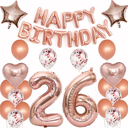 luftballons 26 jahre geburtstag deko rosegold frau,Geburtstagsdeko 26 Jahre frauen Dekoration rosegold folienballon 26. Geburtstag Deko frau happy birthday 26 jahre geburtstag ballon frauen(26) von Crazy-M