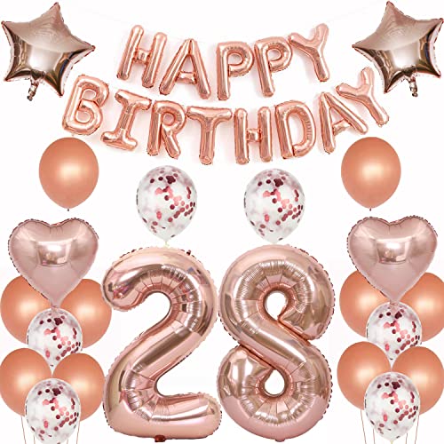 luftballons 28 jahre geburtstag deko rosegold frau,Geburtstagsdeko 28 Jahre frauen Dekoration rosegold folienballon 28. Geburtstag Deko frau happy birthday 28 jahre geburtstag ballon frauen(28) von Crazy-M