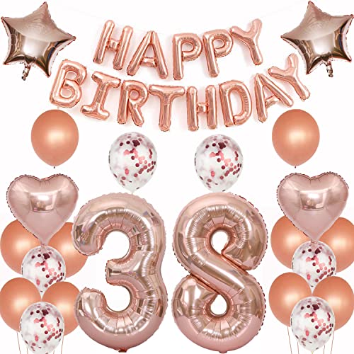 luftballons 38 jahre geburtstag deko rosegold frau,Geburtstagsdeko 38 Jahre frauen Dekoration rosegold folienballon 38. Geburtstag Deko frau happy birthday 38 jahre geburtstag ballon frauen(38) von Crazy-M