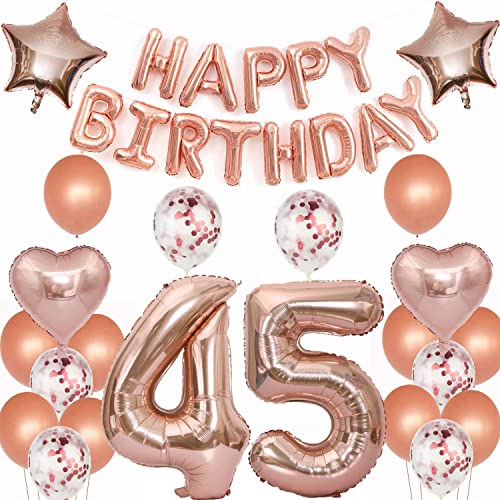 luftballons 45 jahre geburtstag deko rosegold frau,Geburtstagsdeko 45 Jahre frauen Dekoration rosegold folienballon 45. Geburtstag Deko frau happy birthday 45 jahre geburtstag ballon frauen(45) von Crazy-M