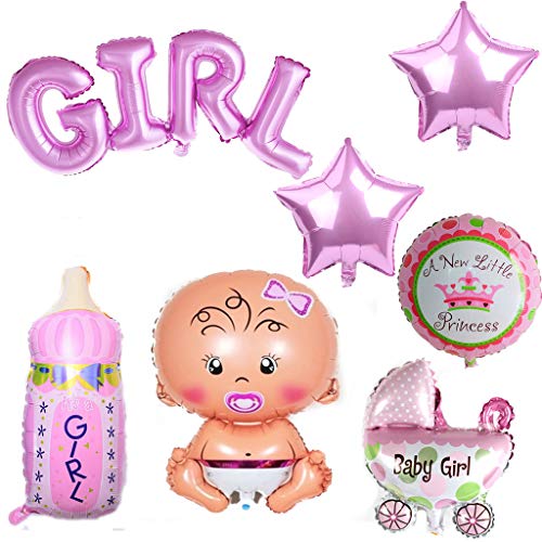 Crazy-m 7 Stück Heliumballon Baby Folienballon Baby Dusche Dekoration Rose,Babyshower It’s a Girl Babyparty Party und Dekoration (Mädchen) von Crazy-m