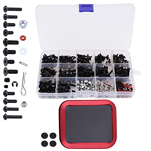 523-teiliges RC-Schrauben-Set, Reparaturwerkzeug, M3, M4, Sechskantschrauben, RC-Reparatur-Werkzeug-Set mit magnetischer Schraubenablage, Hardware-Befestigungsset für 1:8, 1:10, 1:12, 1:16, Traxxas Axial Arrma Redcat Losi HPI Scale RC Cars von CrazyHobby