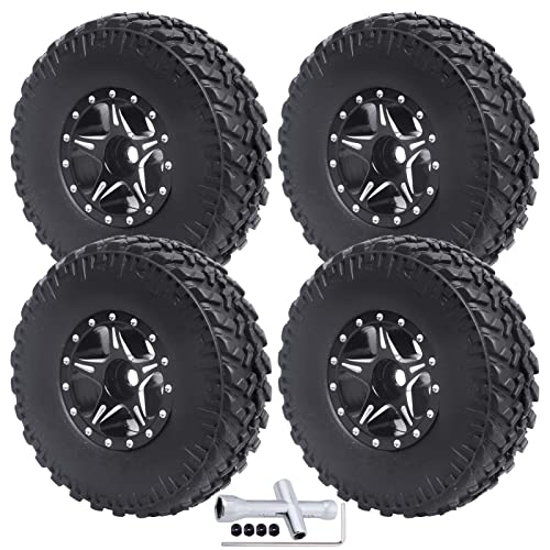 CrazyHobby 1.0 Beadlock Räder und Reifen Set mit Schaumstoffeinsätzen für Axial SCX24 1/24 RC Crawler Deadbolt Chevrolet C10 Jeep Wrangler JLU CRC AXI90081 AXI00001 AXI00002 Ersatz (Stil 2) von CrazyHobby