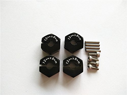 CrazyRacer Aluminum Hex Adapter 12MM Diameter,6MM Thickness,2MM Pins,4MM Middle Hole -4PCS Set for RC 1:10 CAR CC01 TT01 H-P-I Sprint2 Black von CrazyRacer